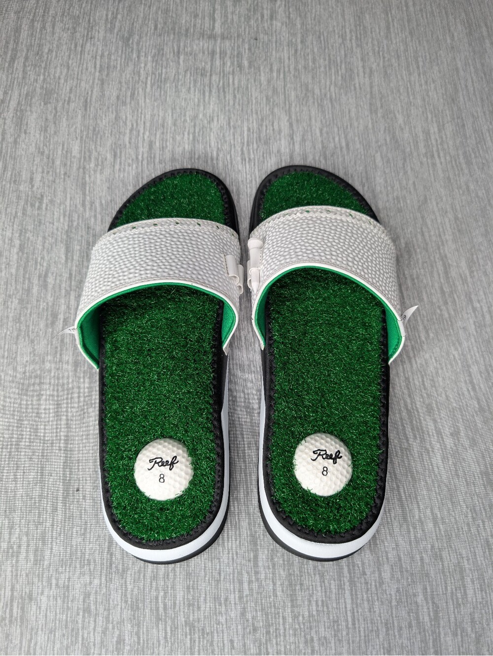REEF Men's Mulligan II Slip-On Golf Sandals Size 8 Shoe White Green CI3748